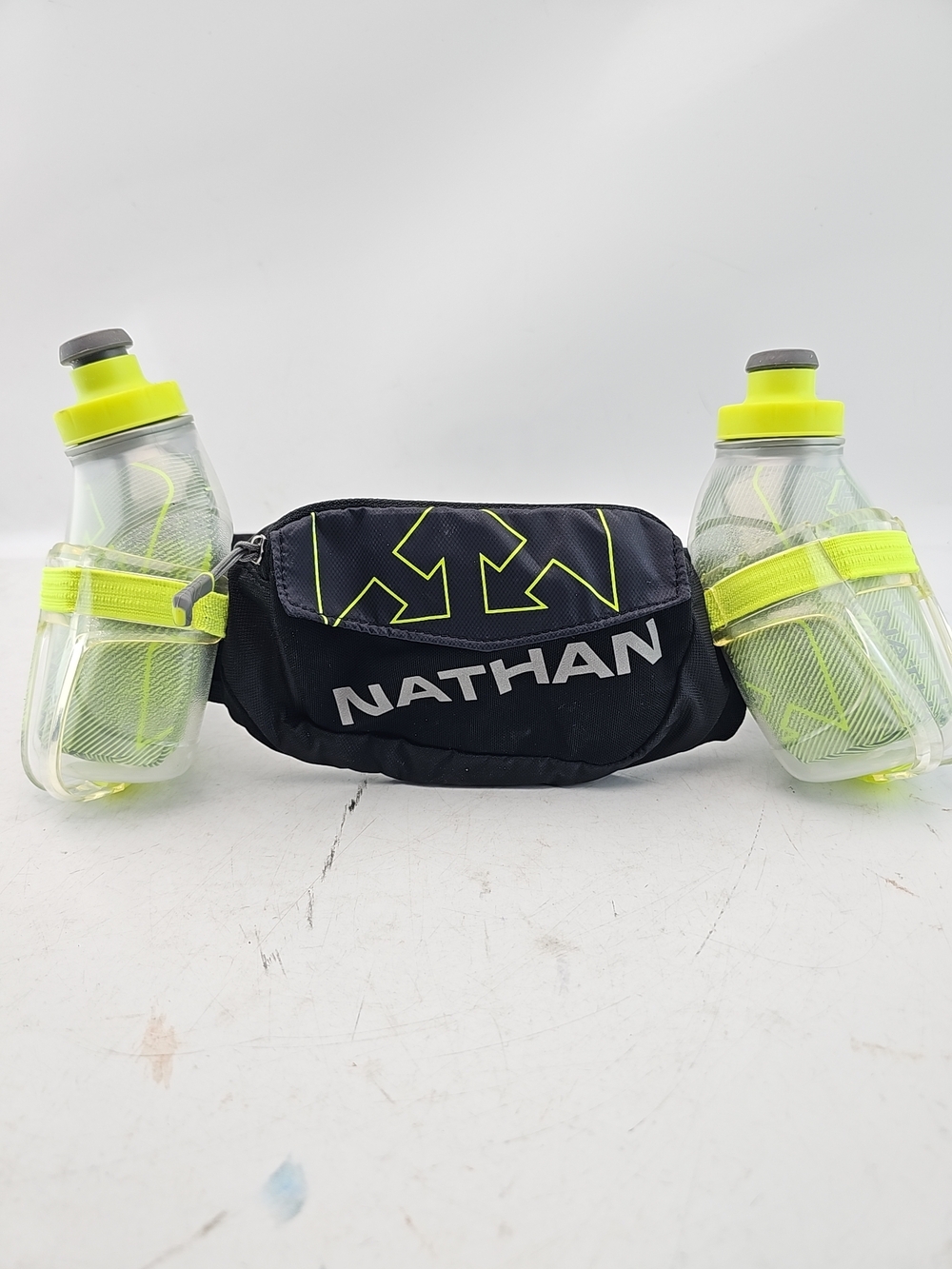 Nathan Black & Neon Yellow Dual Bottle Running Belt